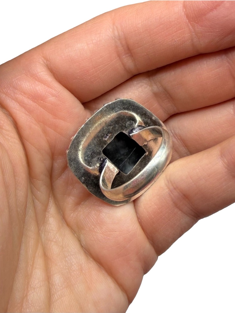 White Buffalo Turquoise Ring Size 9.5 925 Sterling Silver Overlay - Picture 6 of 6